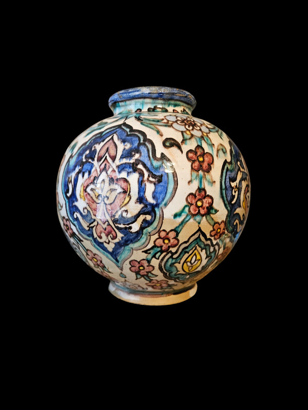 Atelier Chemla - Grand Vase Boule En CÃ©Ramique Style Iznik, Tunis, 1940-50