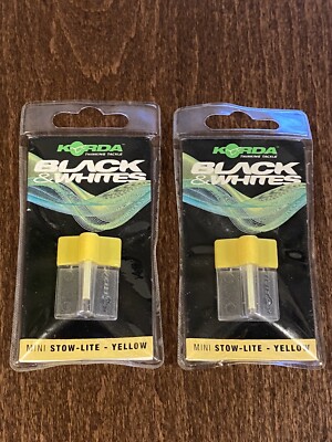 Korda 2 x Black And Whites Mini Stow Lite - Yellow Isotope 3mm x 15mm (2 x NEW)