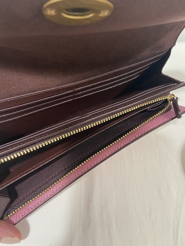 COACH F78068 Slim Envelope Wallet Rose Flower Pink Color Turn luck closure