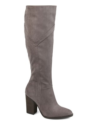 

JOURNEE COLLECTION Женские серые сапоги для верховой езды Kyllie с широкой икрой на блочном каблуке, Серый, KYLLIE-BOOT