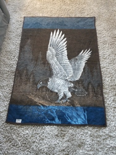 Gorgeous Vintage Made in Germany Plush Throw American Eagle Blanket 50