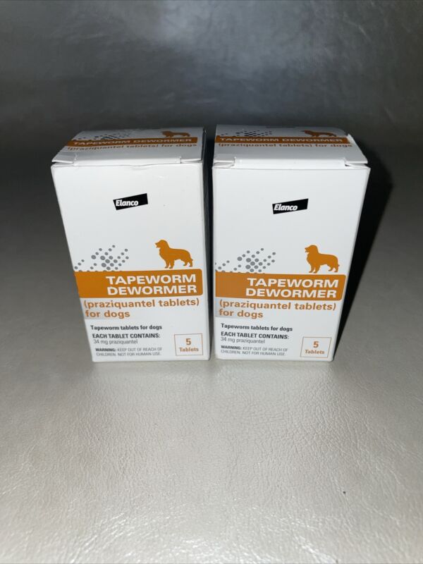 (2) Elanco Tapeworm Dewormer for Dogs 5-Oral Tablets Easy & Effective Exp: 02/26