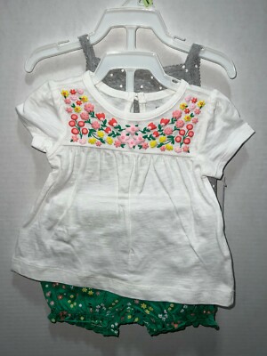 Carter's Baby 3-Piece Floral Short Set, Style #1K444210, Size 3M, New With Tag