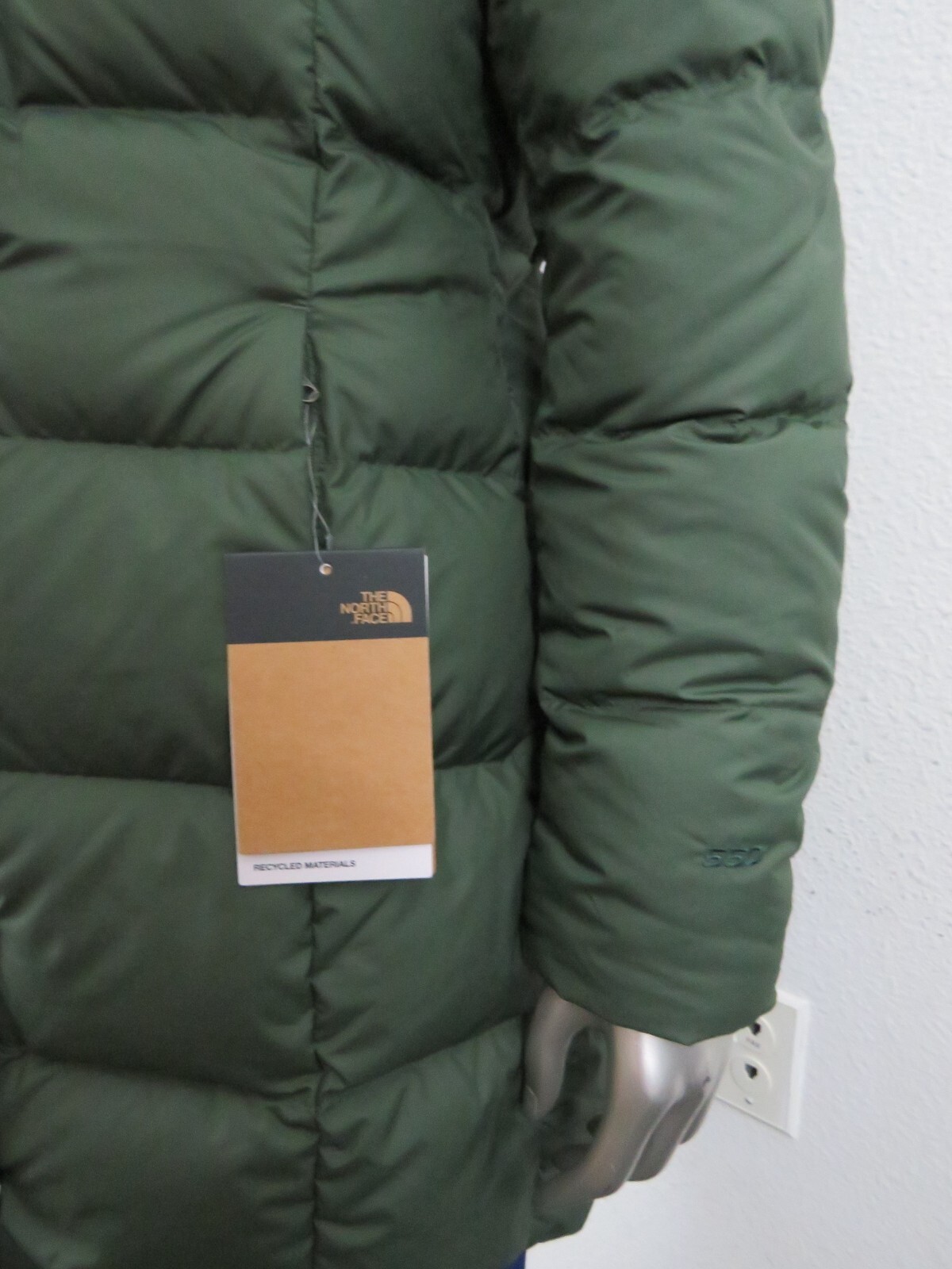 Pre-owned The North Face Womens  Dealio Insulated 550-down Winter Parka Jacket - Thyme In Green