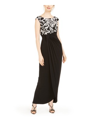

CONNECTED APPAREL Женское черное вечернее платье макси с короткими рукавами и запахом Petites, Черный