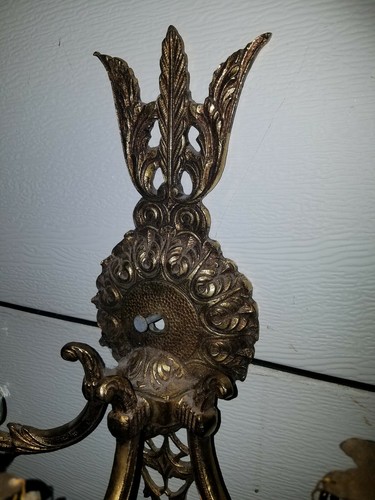 Vintage brass and crystal electric wall sconce/ 15 teardrop crystals