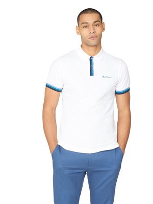 

Ben Sherman Placket Interest Polo T-Shirt Мужская белая повседневная спортивная футболка Top, Белый, Ben Sherman Placket Interest Polo T-Shirt