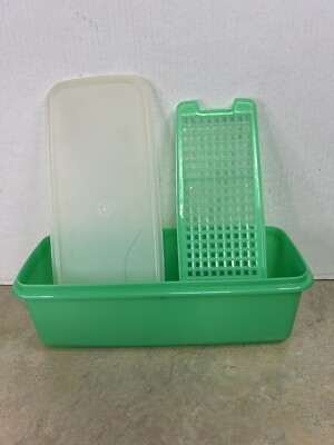 Tupperware Celery Vegetable Crisper Bread Keeper Jadeite Green 782 W Lid Insert