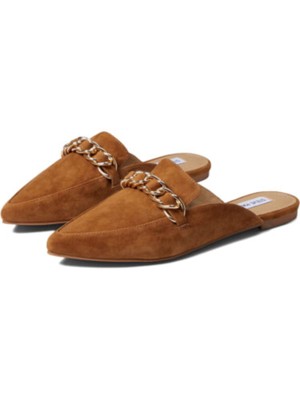 

STEVE MADDEN Женские каштаново-коричневые массивные туфли-мюли с золотистой отделкой, 8 м, Коричневый, FINI02S1