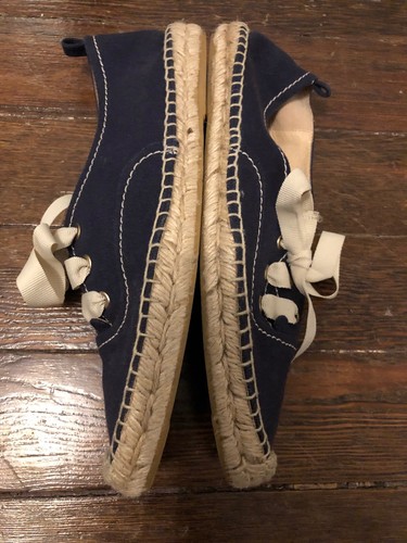 Women's Kate Spade Lina Shoes blue Canvas Lace Up Espadrille Flats - Size 11