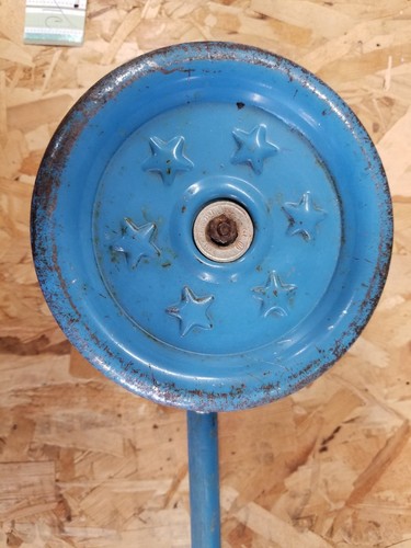 Antique Childrens Push/Pull Bell Toy w/Wooden Handle, metal wheels