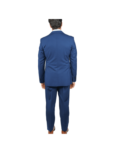 Pre-owned John Varvatos Mens Slim Fit Solid Blue Two Button Wool Suit In ["blue"]