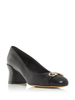 SALVATORE FERRAGAMO / женские черные туфли-лодочки Bit Otilia 55 из кожи без застежки 8,5