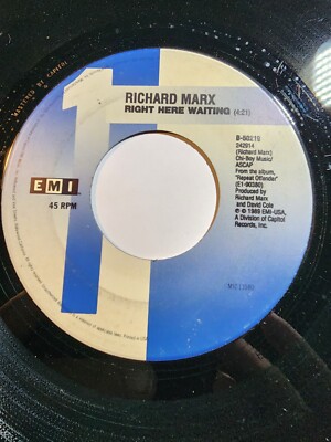 Richard Marx - Right Here Waiting / Wait for The Sunrise EMI 45 RPM 7'' VG+ F320