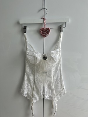 GOSSARD Guêpière Bustier Garters Vintage New Old Stock Bridal C34 White #CA04461
