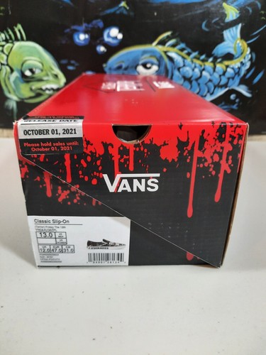 Pre-owned Vans X Friday The 13th Jason Voorhees Classic Slip On-glow In The Dark Sz 13