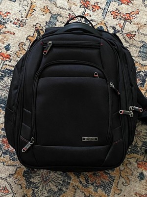 Samsonite Backpack TSA Checkpoint Friendly Black Canvas Laptop Bag Many Pockets