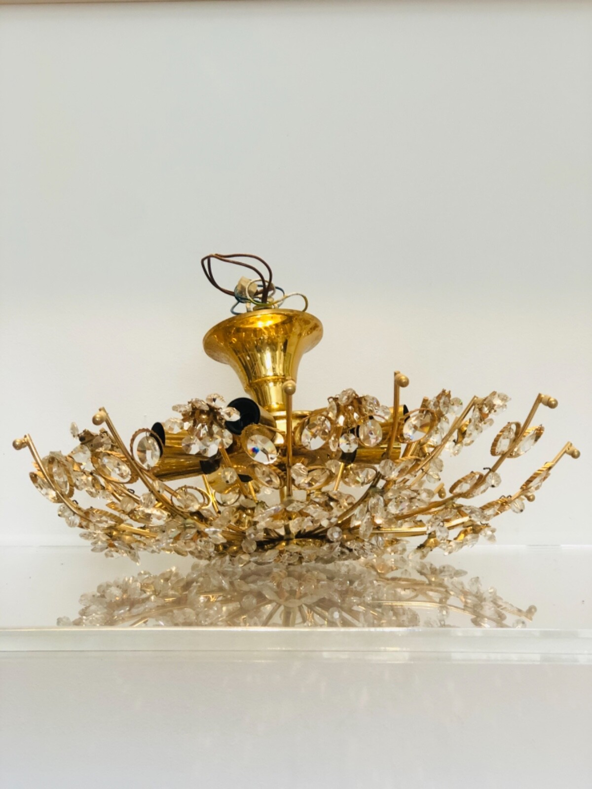 Gilt Brass & Crystal Flower Chandelier from Palwa, 1960s | eBay