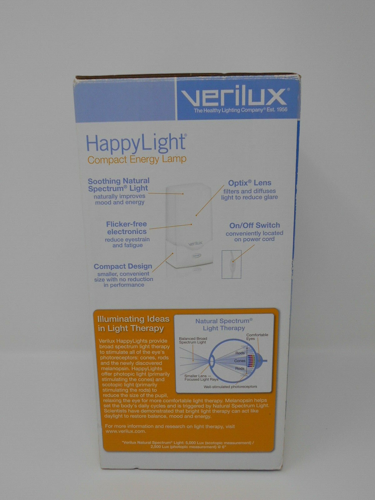 Verilux Happy Light 2500 VT01-SB Compact Energy Lamp SAD Mood Therapy FREE SHIP