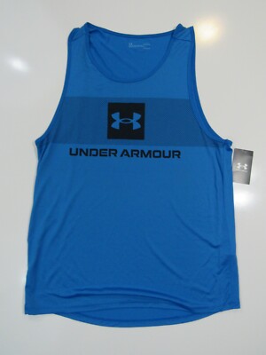 Under Armour Mens UA Tech Graphic Tank Blue Large 1361713-787 Nwt