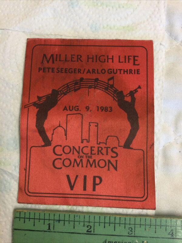 Vintage Concert Ticket VIP Pass Pete Seeger Arlo Guthrie Boston MA August 9 1983