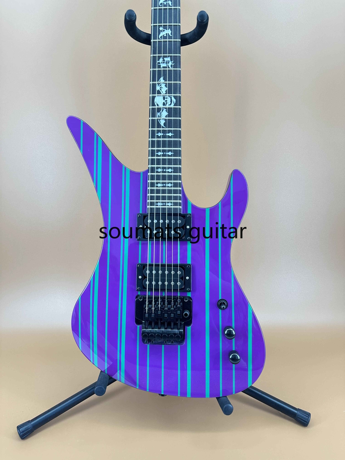 Purple Synyster Gates Green Stripes Electric Guitar HH
