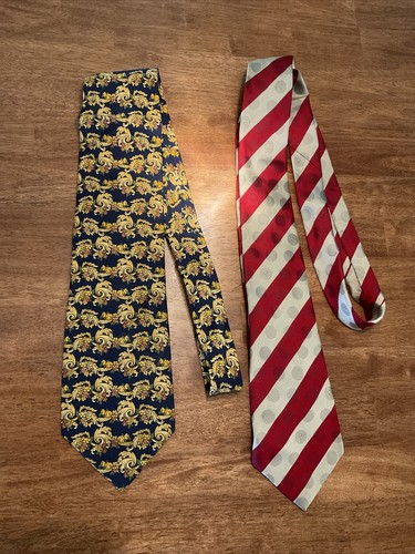 2 - Vintage Italy Gucci Red Striped & Fendi Gold Leaf Men's 100