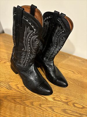 Dan Post Raliegh Collection Western Boot Black Lizard 10.5EW Cowboy Nice!