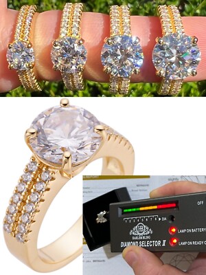 Moissanite Engagement Promise Ring Pass Diamond Test 14k Gold Vermeil 925 Silver