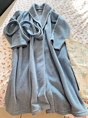 ROBE DE CHAMBRE LINVOSGES EN POLAIRE bleu grisé 44/46 ETAT NEUF - SAC LINVOSGES