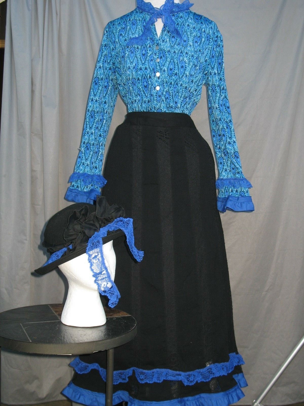 Victorian Costume Edwardian Dress Civil War Style Outfit w Hat