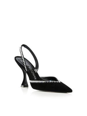 Женские черные босоножки-слипоны с острым носком STUART WEITZMAN на кожаной подошве 7.5 B