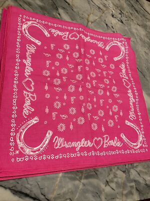 Barbie Pink & White Wrangler Bandana Horseshoe Boots Hat Cactus Sun 21 x21 