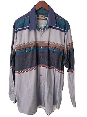 Roper Vintage Mens XL Button Down Shirt Southwest Aztec Pattern Long Sleeve