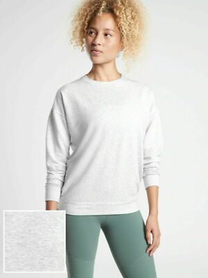 Athleta Studio To Street Printed Sweatshirt Micro Stripe Grey Heather  MT