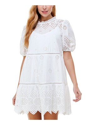 

CITY STUDIO Женское белое короткое платье с объемными рукавами и короткими рукавами для малышей Juniors, Белый