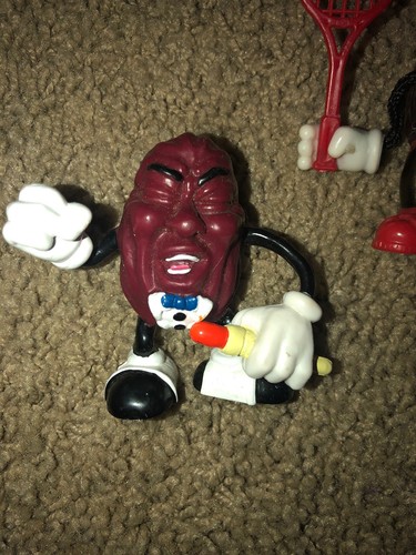 Lot of 3 California Raisins Toy Figures Vintage 1980’s Tennis Racket Shoes