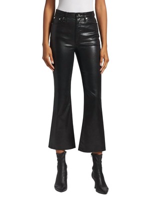 Pre-owned Rag & Bone Casey Coated High-rise Ankle Flare Jean In Black