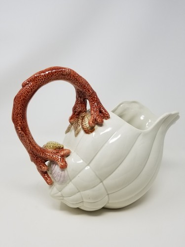 Fitz & Floyd Coral Shell Pitcher 2 quart ~ Ceramic Vintage Red Coral 1989 Japan