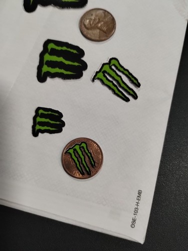 (4) MONSTER STICKERS racing skateboard bike car RC cars hard hat READ!!! READ!!!