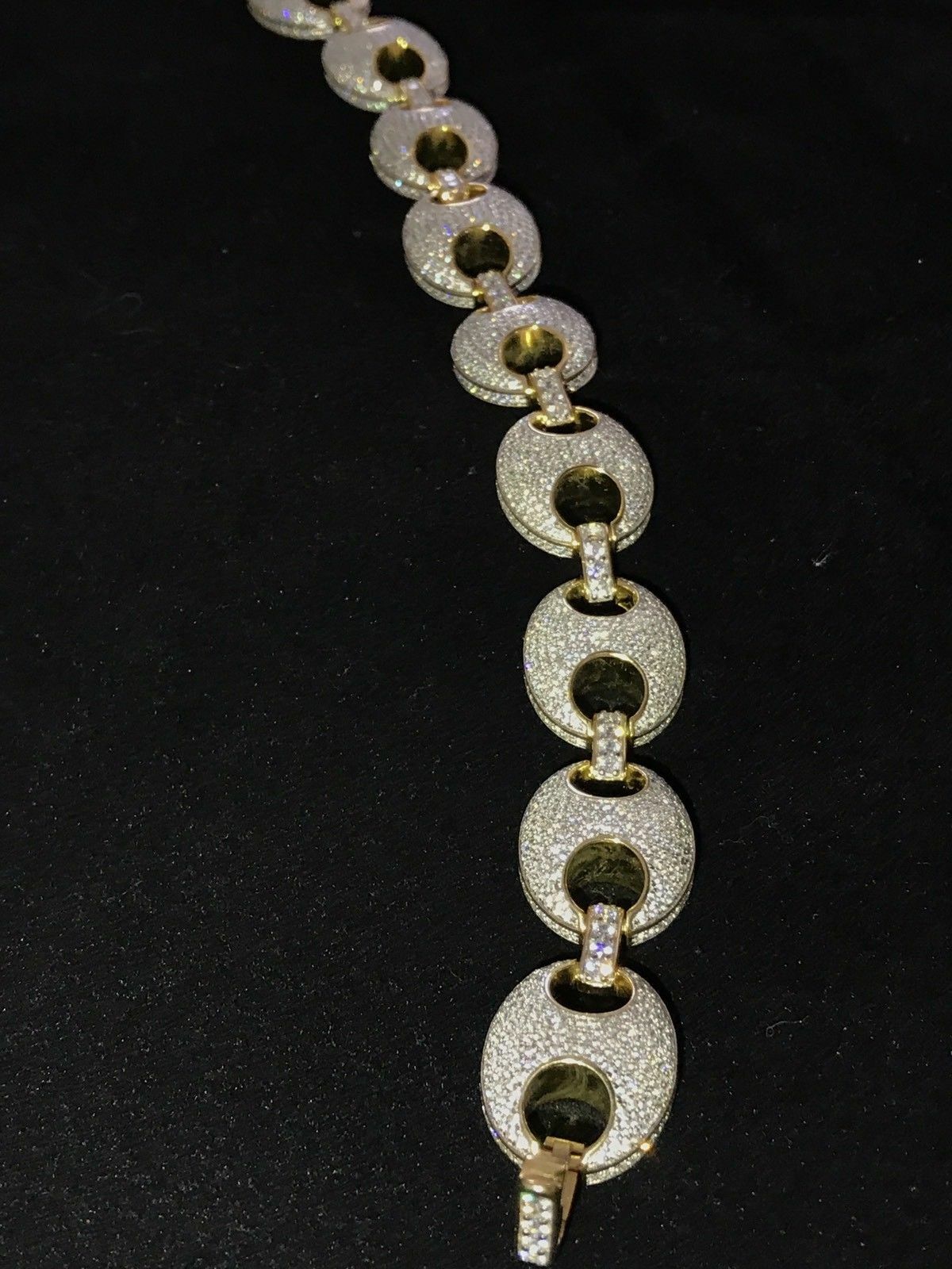 Pre-owned Online0369 8 Ct Cubic Zirconia Mens Cuban Link Stylish Bracelet Yellow Gold Over Silver In White