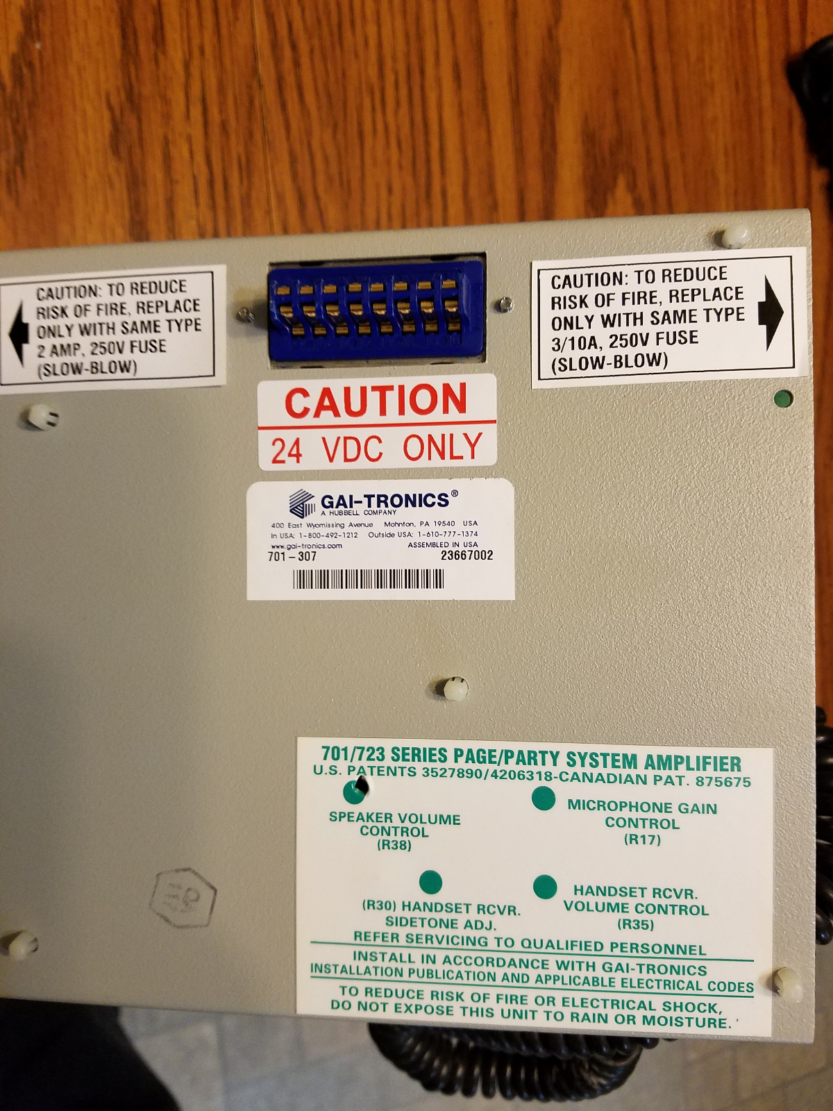 GAI-TRONICS 701-307 HANDSET SPEAKER AMPLIFIER & 702-002 ENCLOSURE