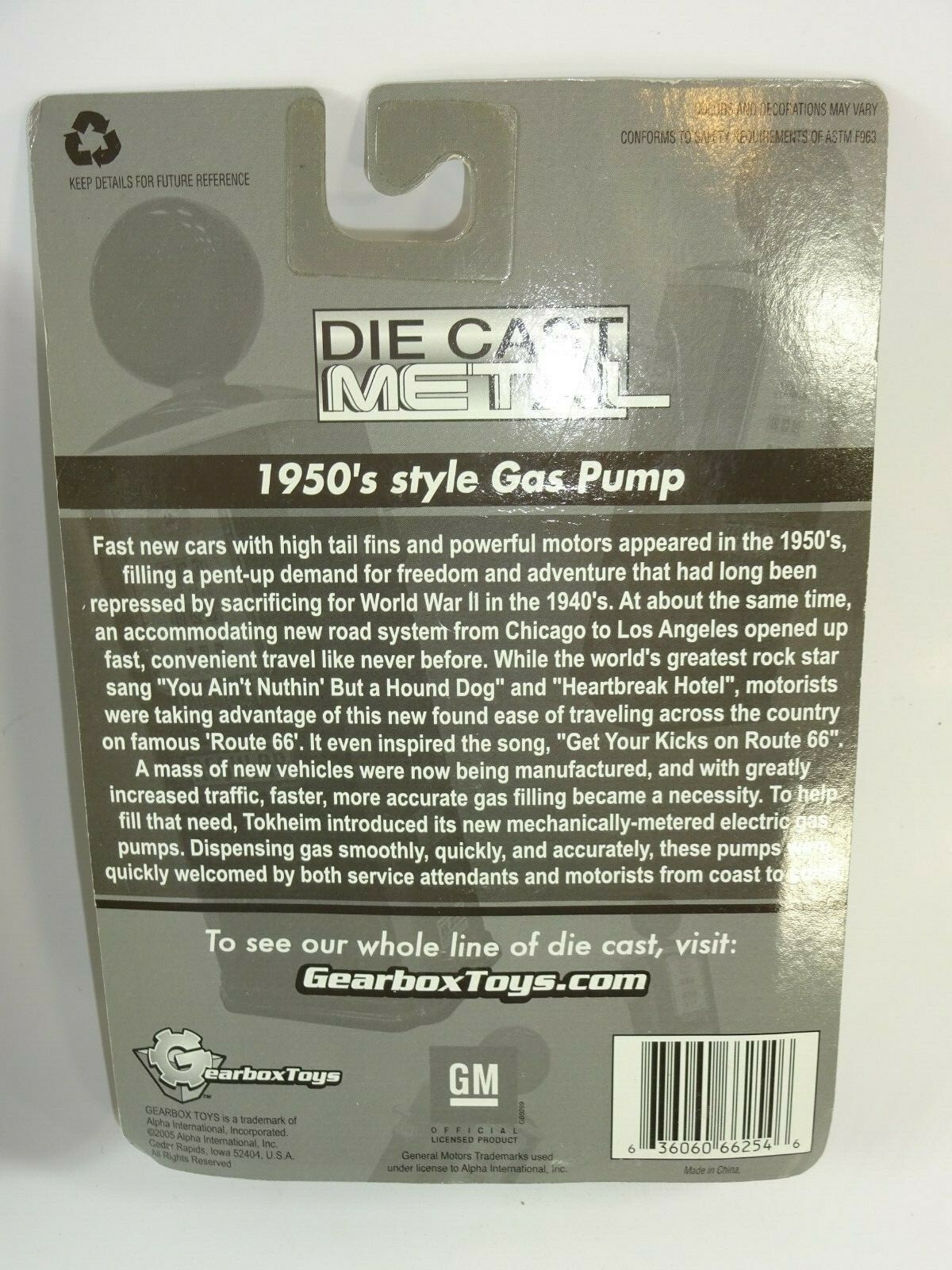 Lot of 2 Gearbox Toys Diecast Chevrolet Chevy Corvette 1950's Style Gas Pump