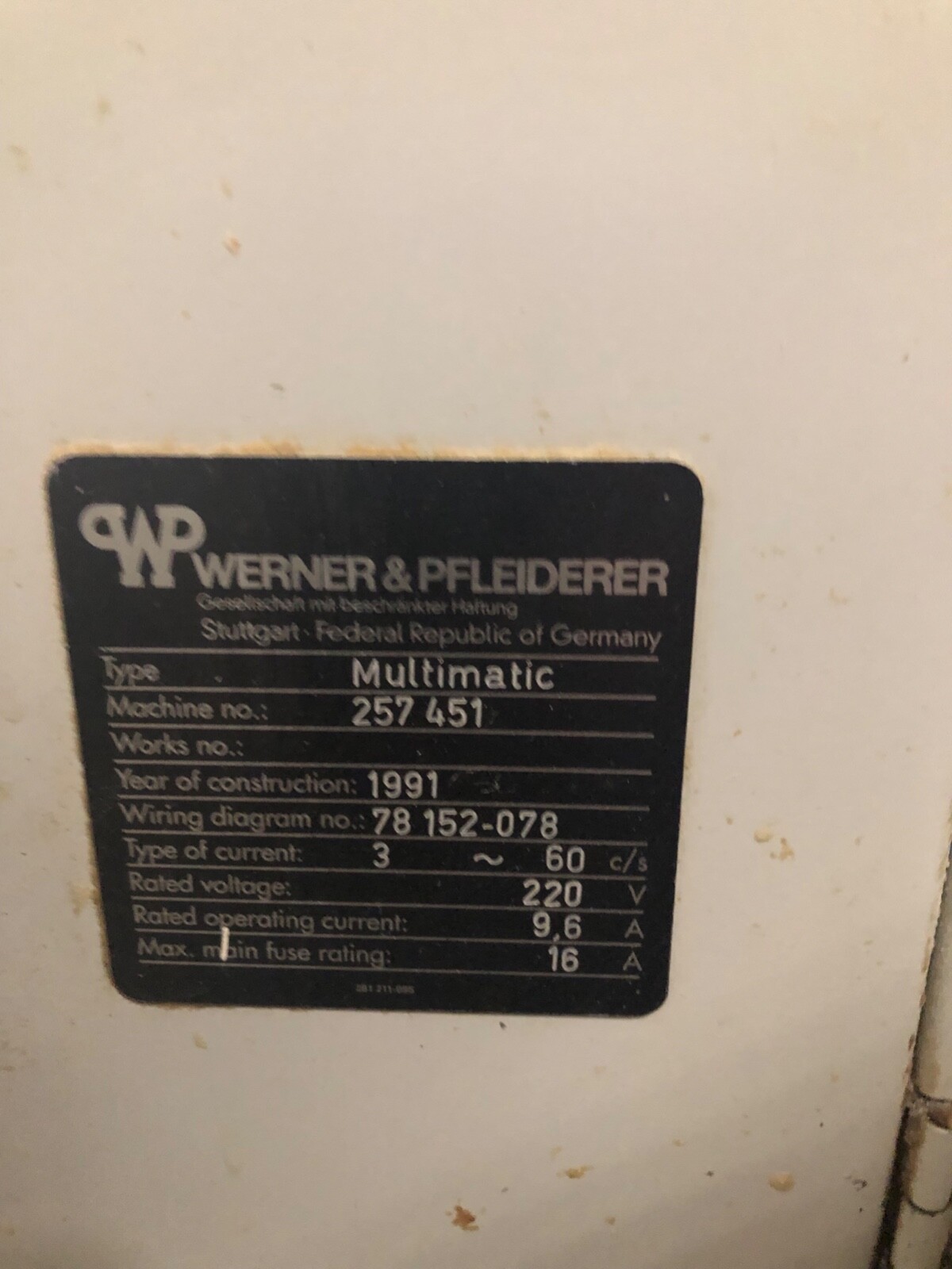 WERNER & PFLEIDERER WP Multimatic Mu-C Roll Machine