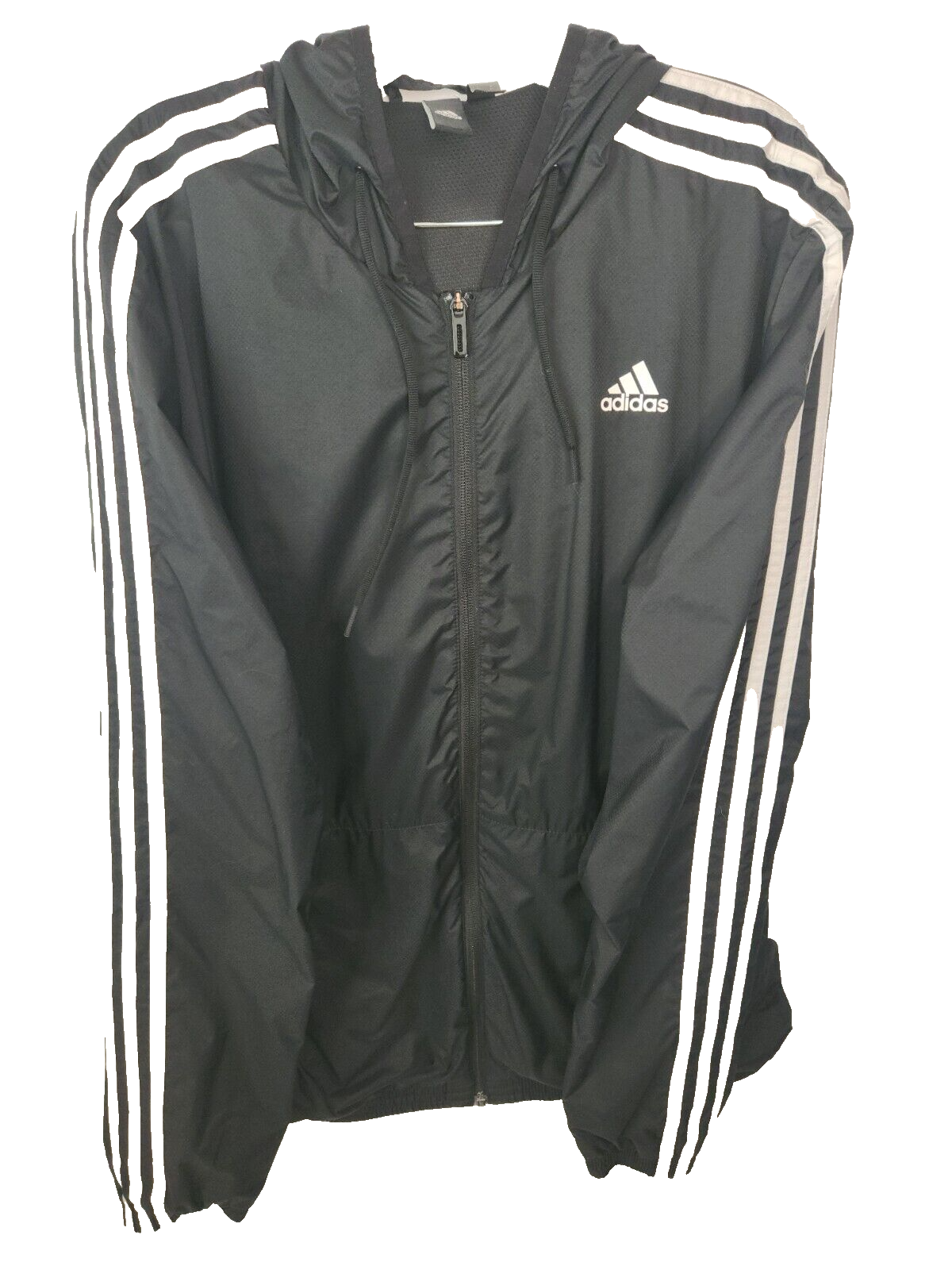 Adidas Men s Essentials 3 Stripe Full Zip Blk Hoodie Wind Jacket Sz M EUC BS2232 eBay