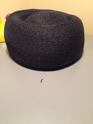 Vintage AMY New York  Pillbox Hat Woven Dark Navy Blue 1950s EUC