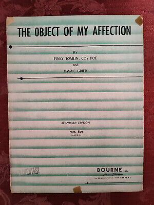 RARE Sheet Music The Object of My Affection Pinky Tomlin Coy Poe Jimmy Greer