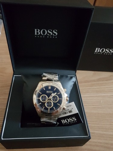 BRAND NEW HUGO BOSS HB 1513340 MENS IKON STEEL GOLD BLUE DIAL ...