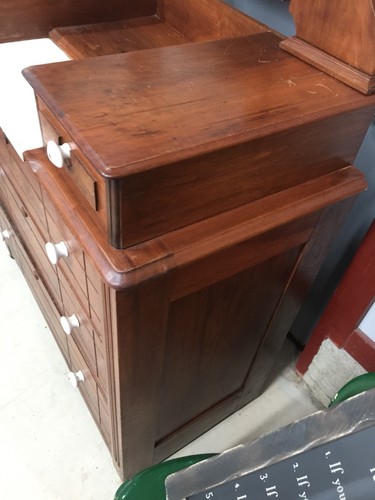 Antique Eastlake Marble Top Wooden Dresser With Mirror