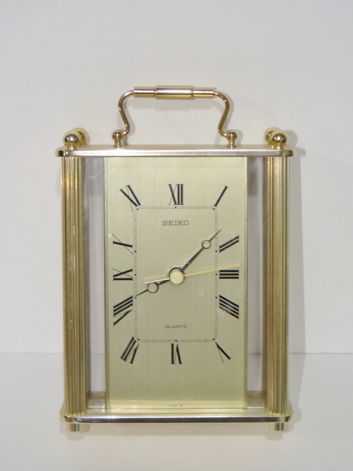 Seiko Brass Carriage-Style Clock Vintage Quartz Working Seiko Brass Carriage-Style Clock Vintage Quartz Working